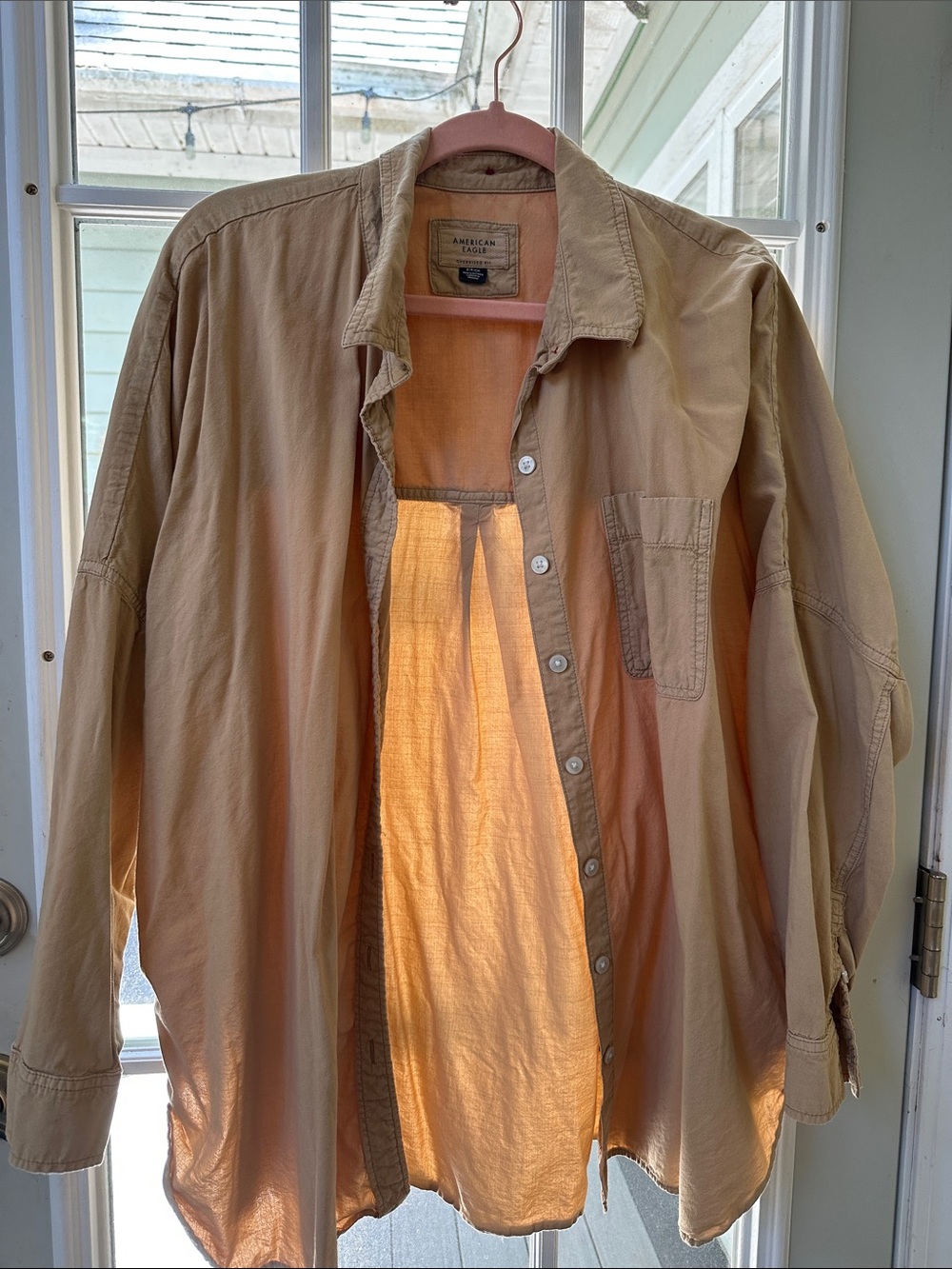 American Eagle Outfitters Beige Button-Down Overshirt